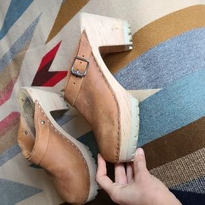 High Heel Clog Tractor Sole Brown Oiled Nubuck